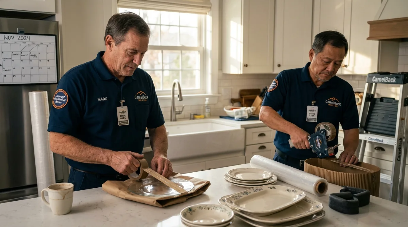 Professional crew packing kitchen dishware in Kosciusko, MS